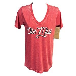 Blue 84 T-Shirt Small Red VNeck Ole Miss University 2020 Collegiate Sporty Fan